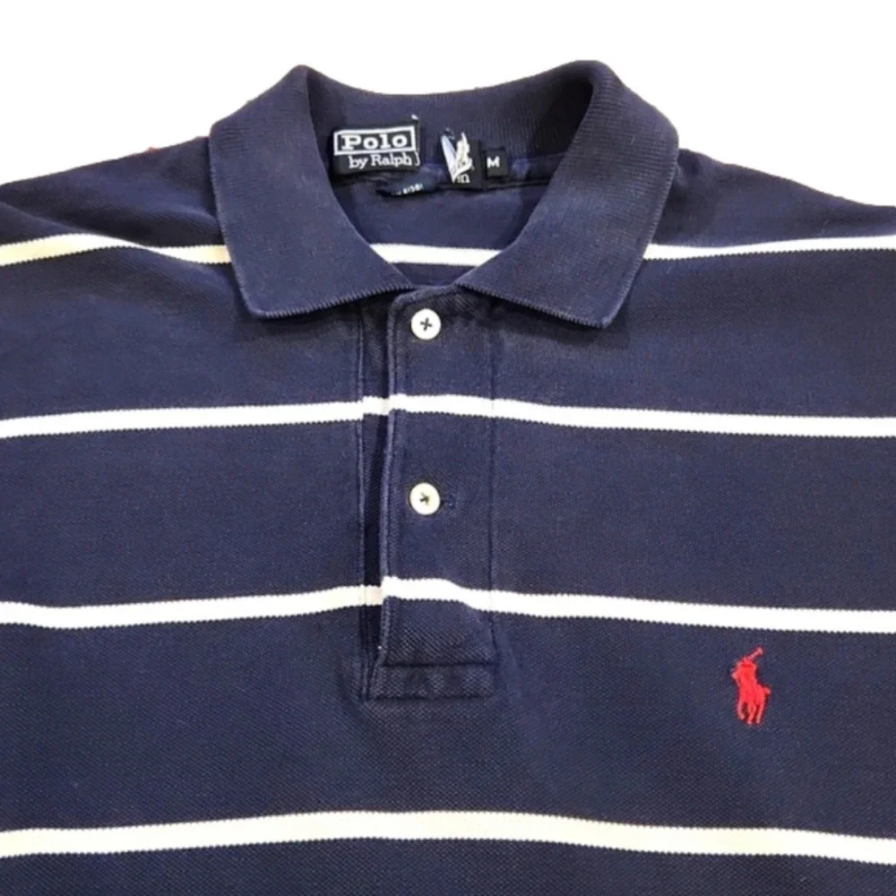 POLO by Ralph Lauren Navy Blue & White Stripes Polo Shirt